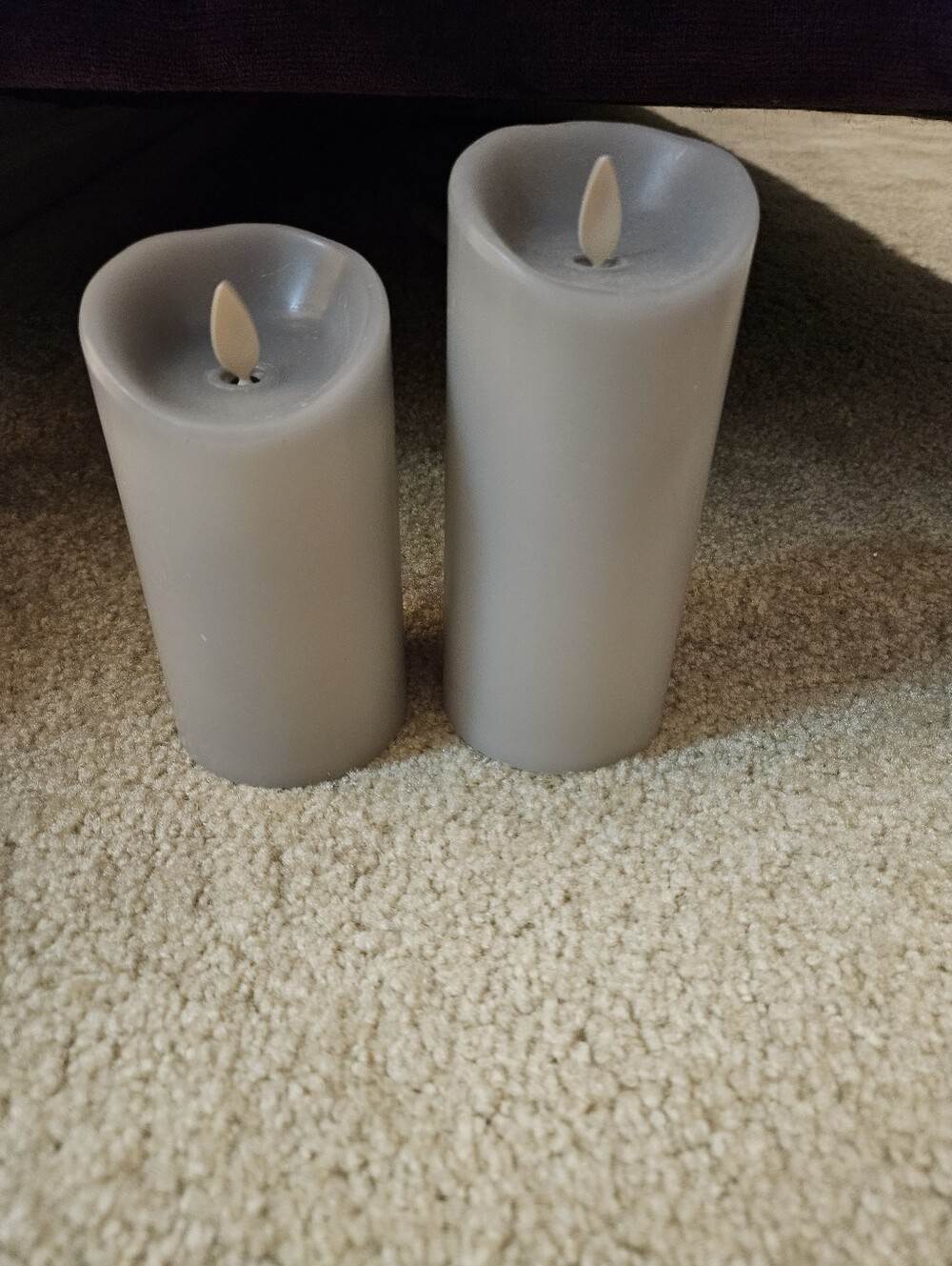 Grey Luminara Pillar Flameless Candles - Set of 2